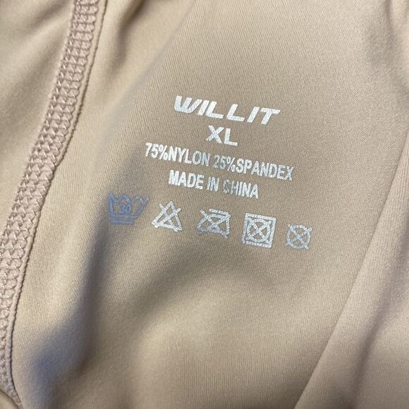 WILL IT NYLON LEGGINGS CAMEL COLORED W DIP POCKETS & suede knees size XL - Picture 9 of 9